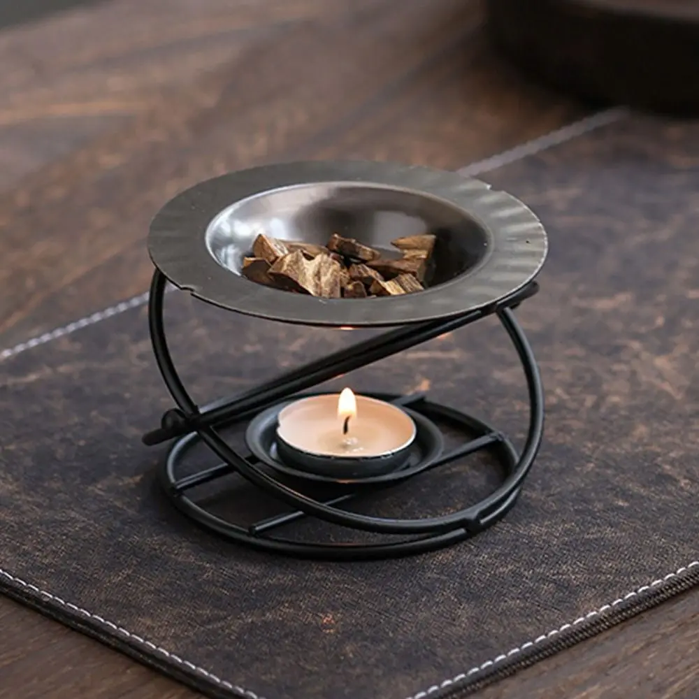 Creative Essential Oil Warmer Polygon Retro Metal Incense Burner Hollow Out Candle Holder Aromatherapy Burner Yoga Practice