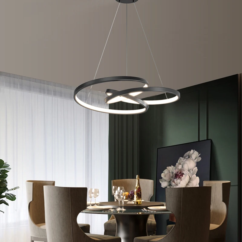 Modern Led Pendant Lamp Chandelier for Living Room Dining Room Black/White 90-260V Hanging Light Home Decor Lighting Fixture