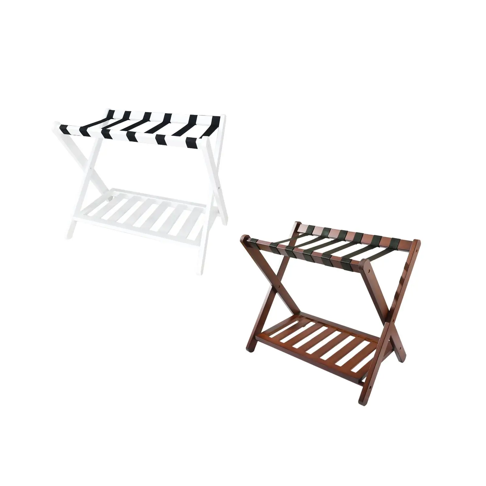 Guest Room Bamboo Foldable Luggage Rack Convenient 68x45x55cm Multipurpose x Shaped Construction Stylish Durable Storage Shelf