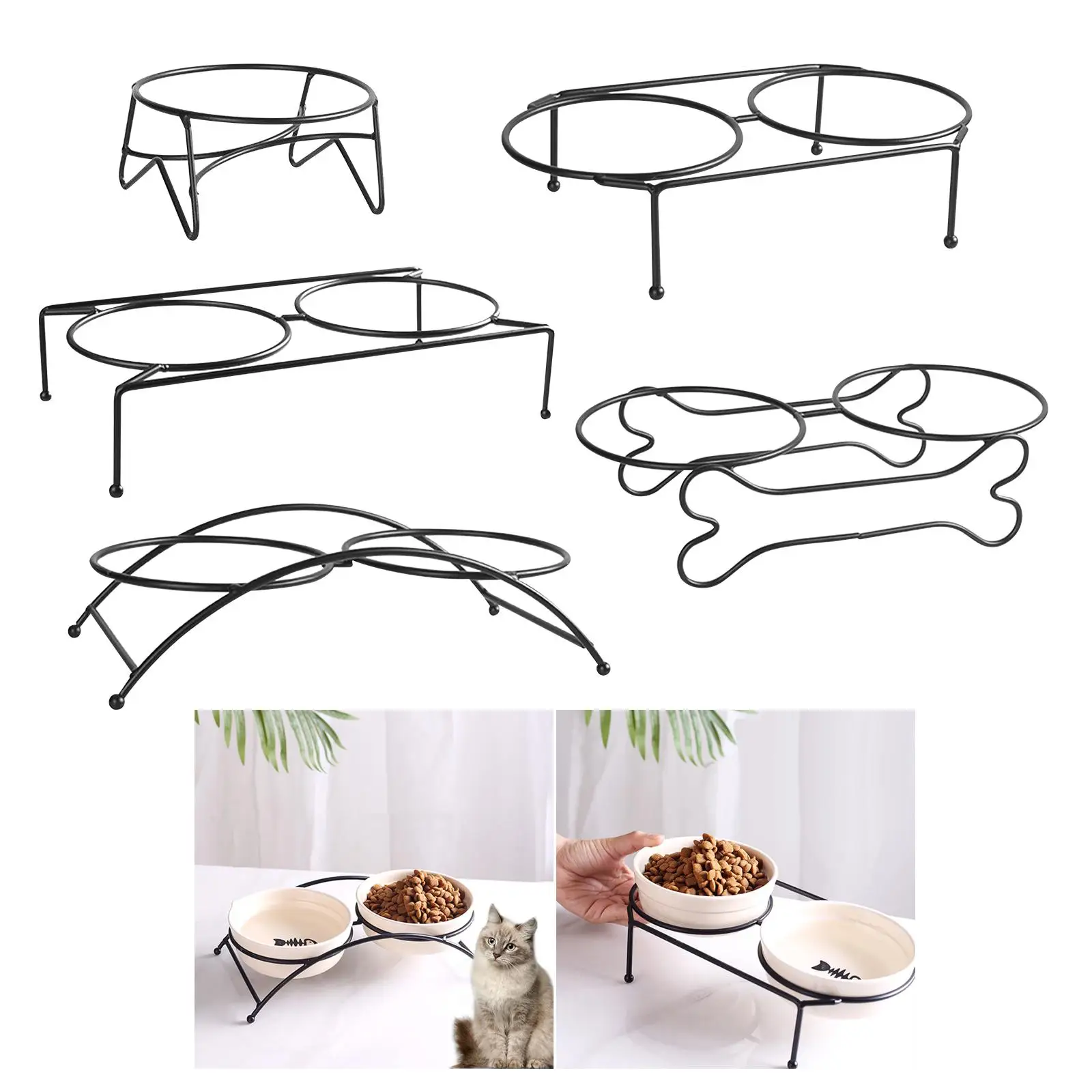 Pet Food Feeder Holder Water Food Bowls Pet Dining Table Elevated Raised Bowls Stand for Kitten Food Dispenser Kitty Cats Puppy