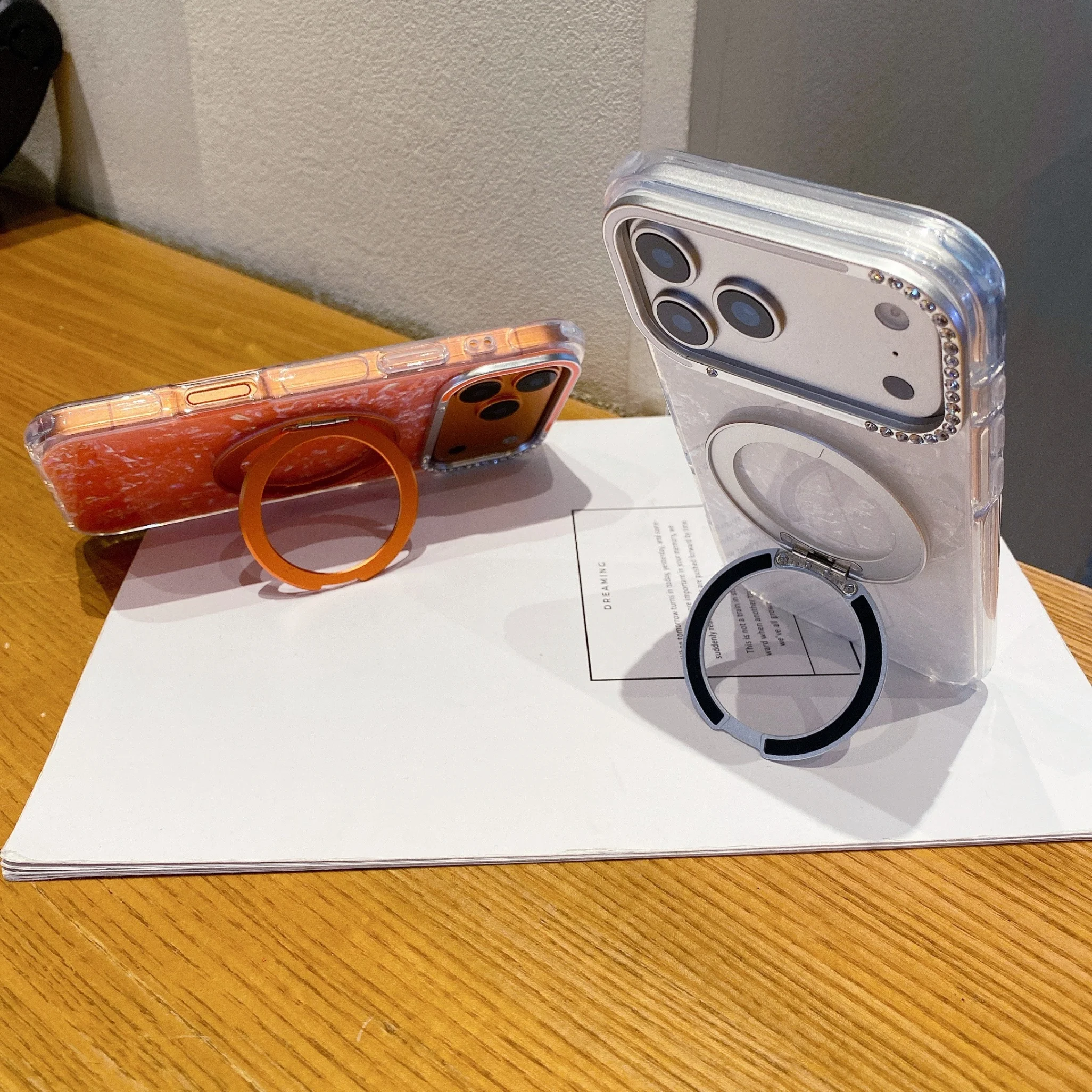 حافظة هاتف لامعة على الموضة الفاخرة مع حلقة مغناطيسية الماسية حامي الكاميرا MagSafe غطاء آيفون 17 16 15 14 13 #4