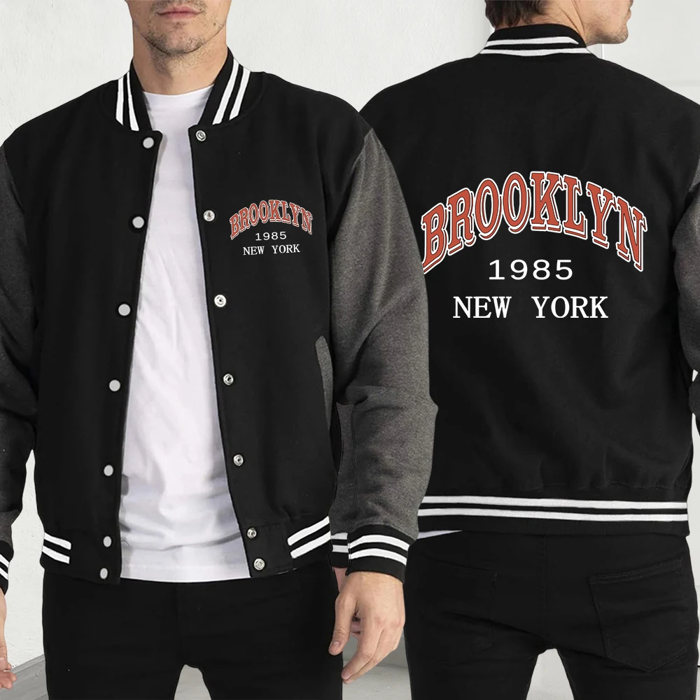 

New York 1985 Brooklyn Design Jackets Men Hip Hop Loose Fleece Menswear Autumn Fashion Clothes Casual Pullover Unisex Jacket