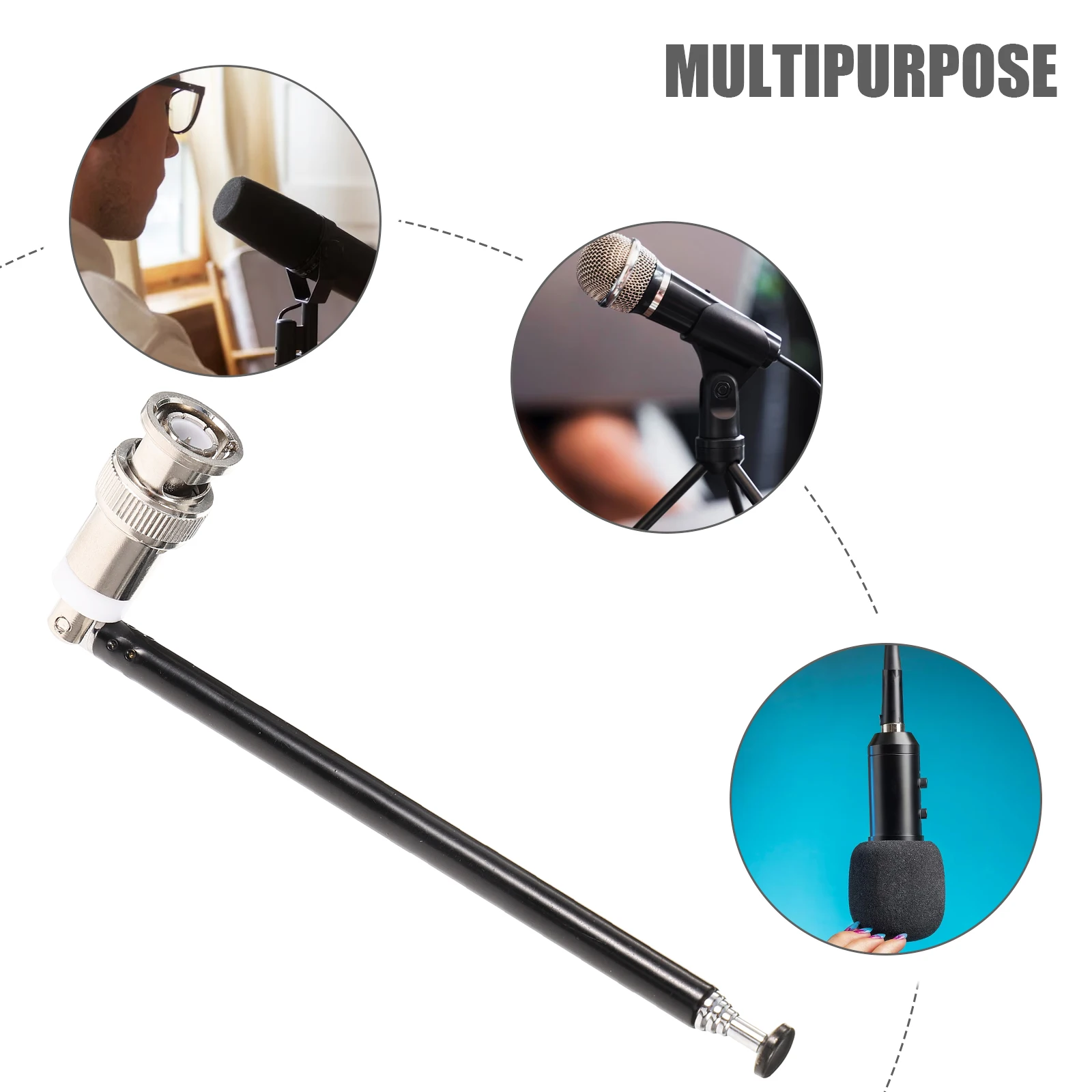 

Wireless Microphone section Telescopic Receiver Signal Line Universal Black Transmitter Monitor Radio System Accessory