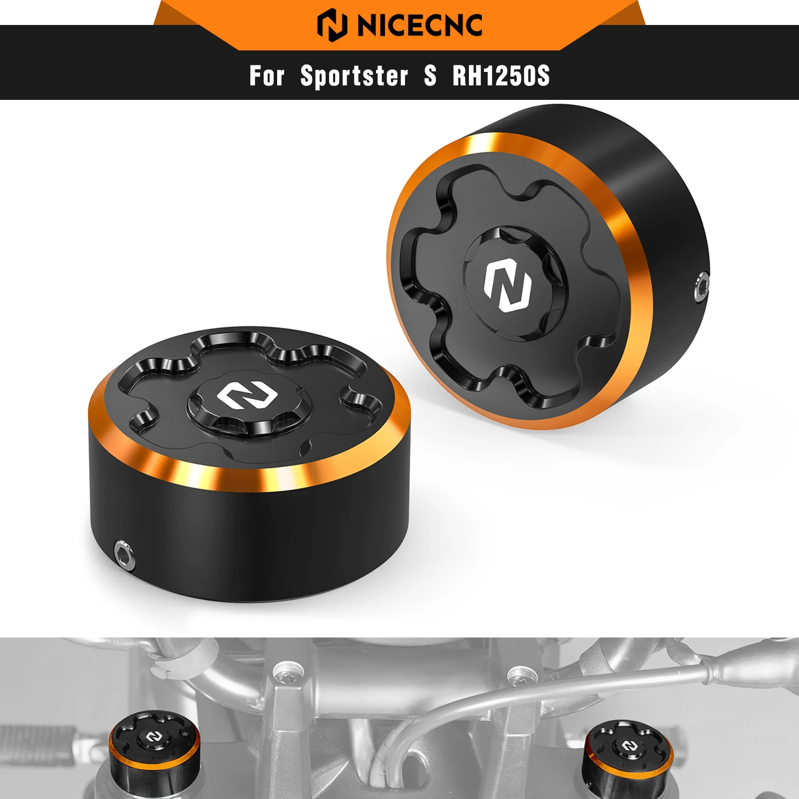 For Harley Sportster S RH1250S 2021-2024 NICECNC Upper Fork Stem Nut Covers Caps RH 1250S RH1250 S RH 1250 S 2021 2022 2023 2024