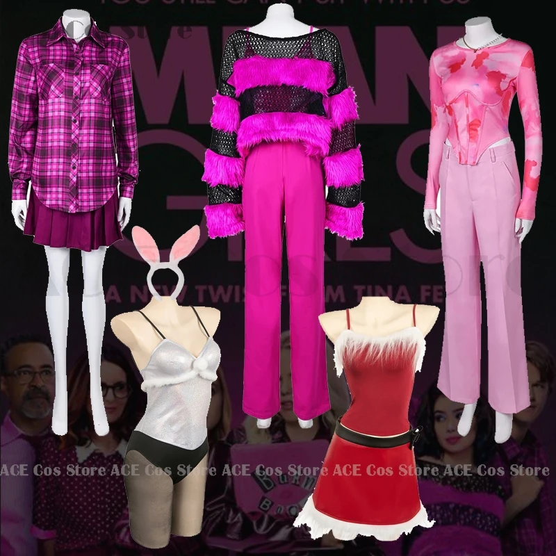 Mean 2024 Girls Outfit Cosplay Cady Janis Regina Cosplay Costume Halloween Carnival Party Pink Purple Adult Women Clothes Suit