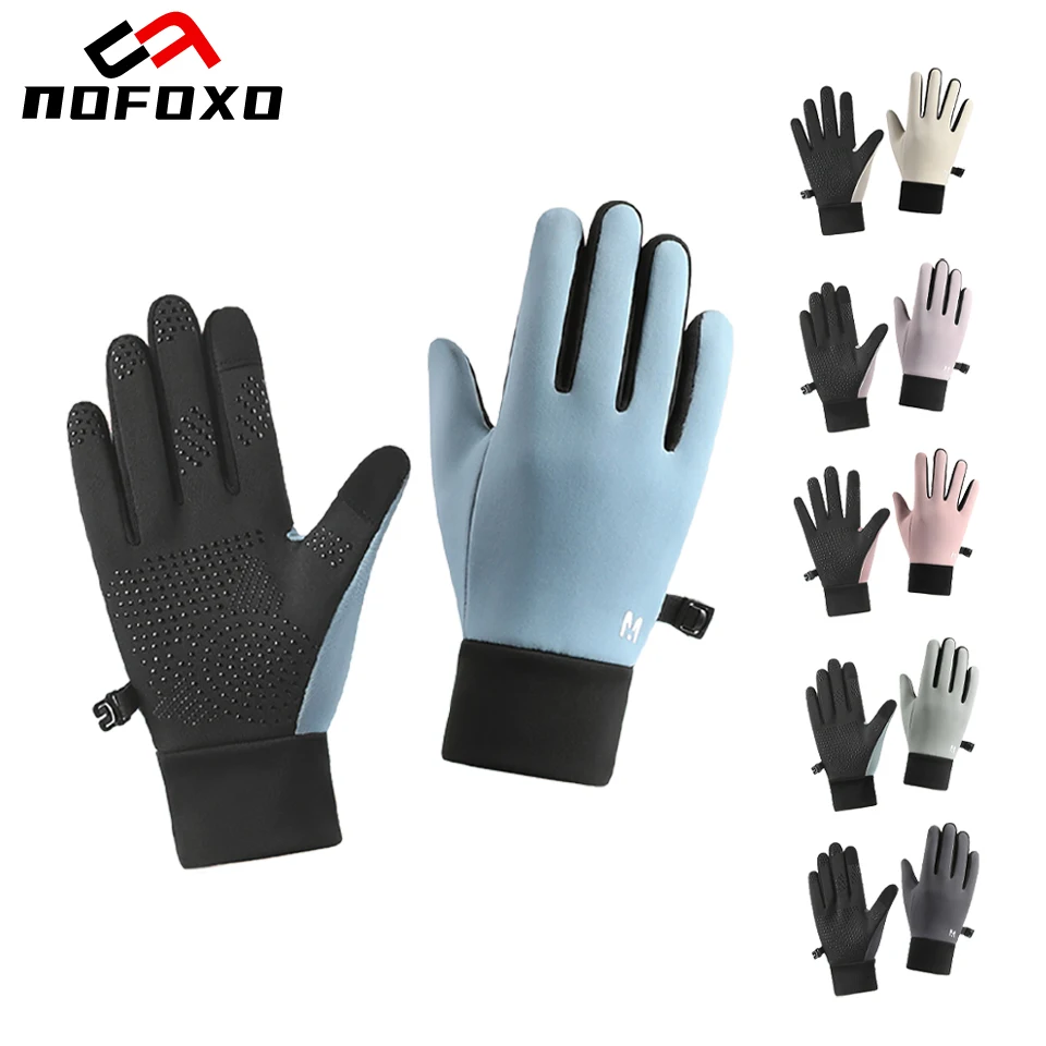 

NOFOXO 1Pair Children Anti-Slip Touch Screen Gloves Kids Cycling Gloves Water-Resistant Thermal Fleece Warm Gloves Ski Gloves
