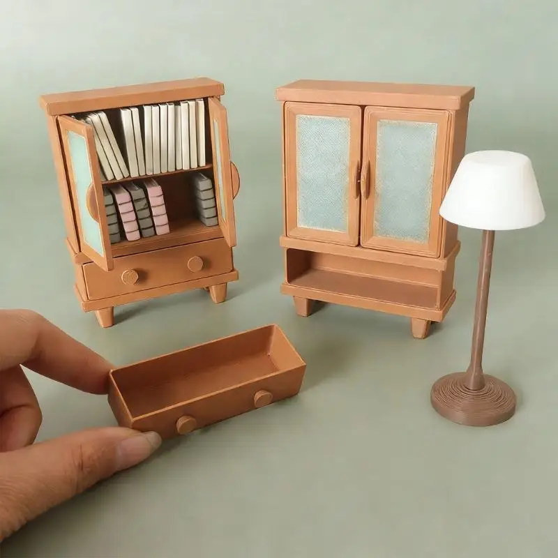 

Изысканная полка для хранения мебели в азиатском стиле в азиатском стиле с функциональной дверью для украшения миниатюрной сцены