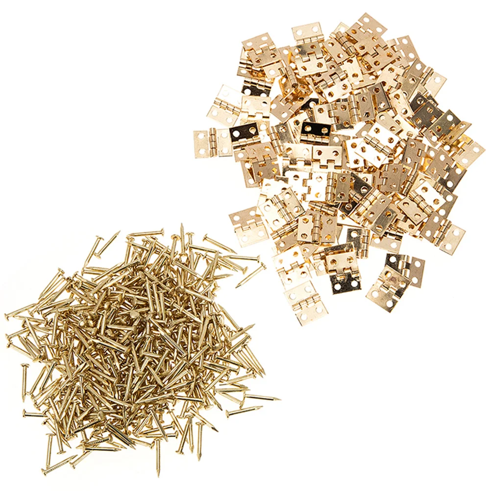 

50Pcs Small Mini Hinges Jewelry Box Hinges Brass for Drawer Cabinet Chest Wooden Box Decorative Furniture Hardware