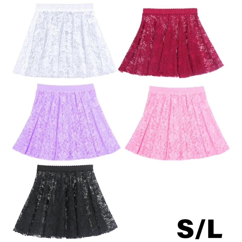 

Kids Girls Flower Lace Ballet Wrap Skirt Pleated Dance Costumes for Children N7YE