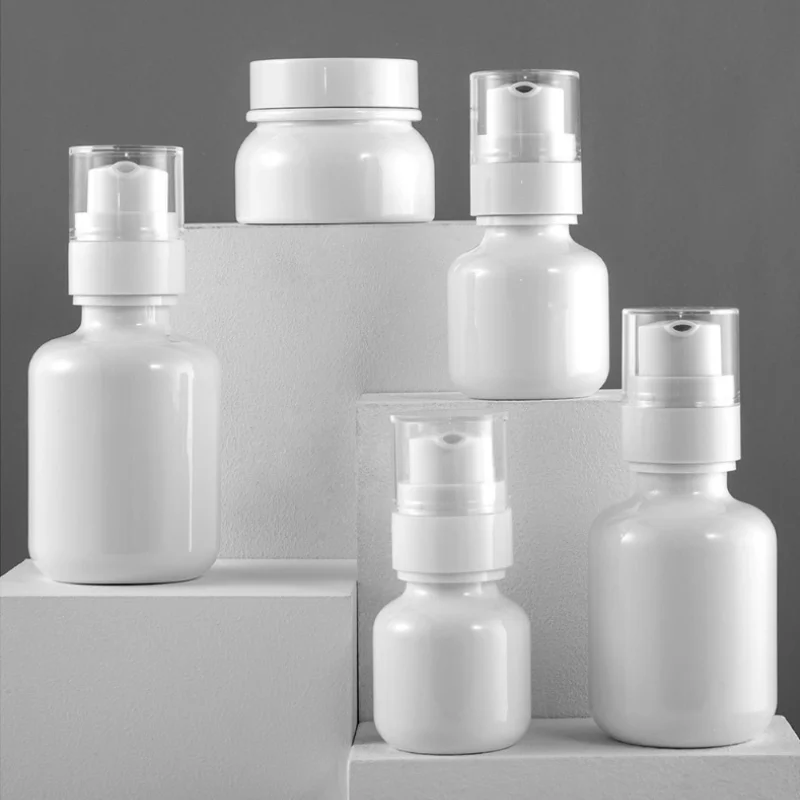 New Arrival 50g White PET Plastic Cream Jars 60ml 100ml Pump Spray Cosmetic Bottles