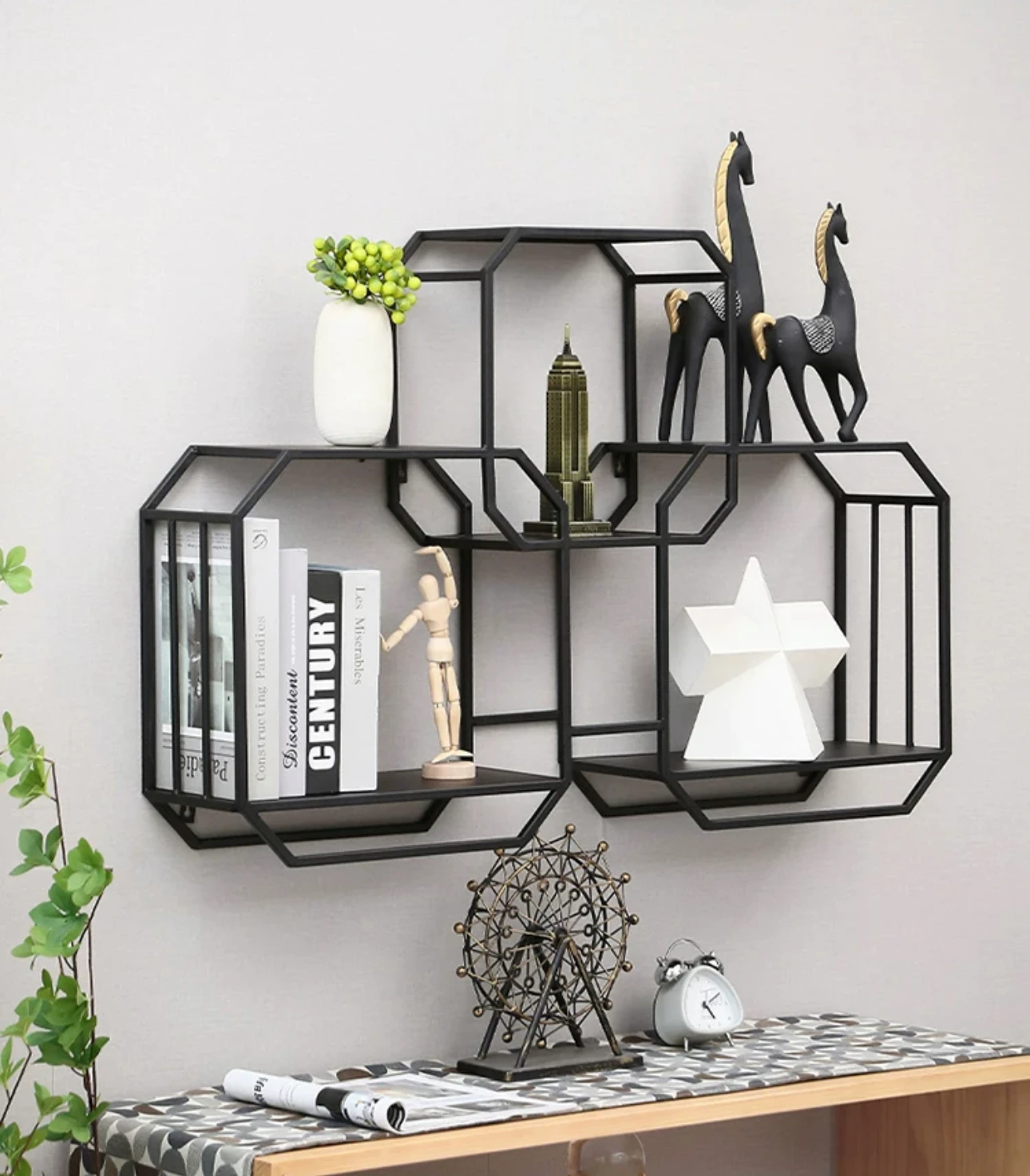 Wall shelf bookshelf wine rack creative lattice bedroom wall decoration living room storage cabinet display cabinet