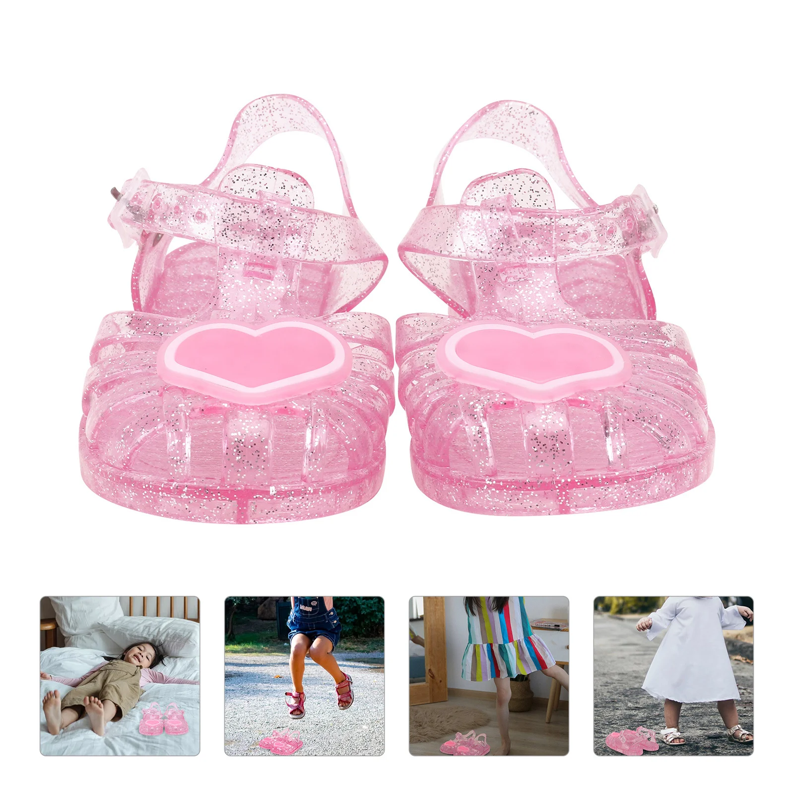 1Pair Comfortable Summer Kids Sandals Sole Sandals Cute Cartoon Design Washable Reusable Long Service Life Red
