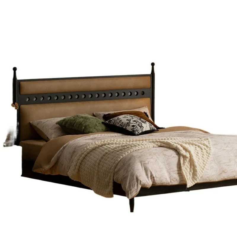 

Oak solid wood bed master bedroom antique home, double soft bed