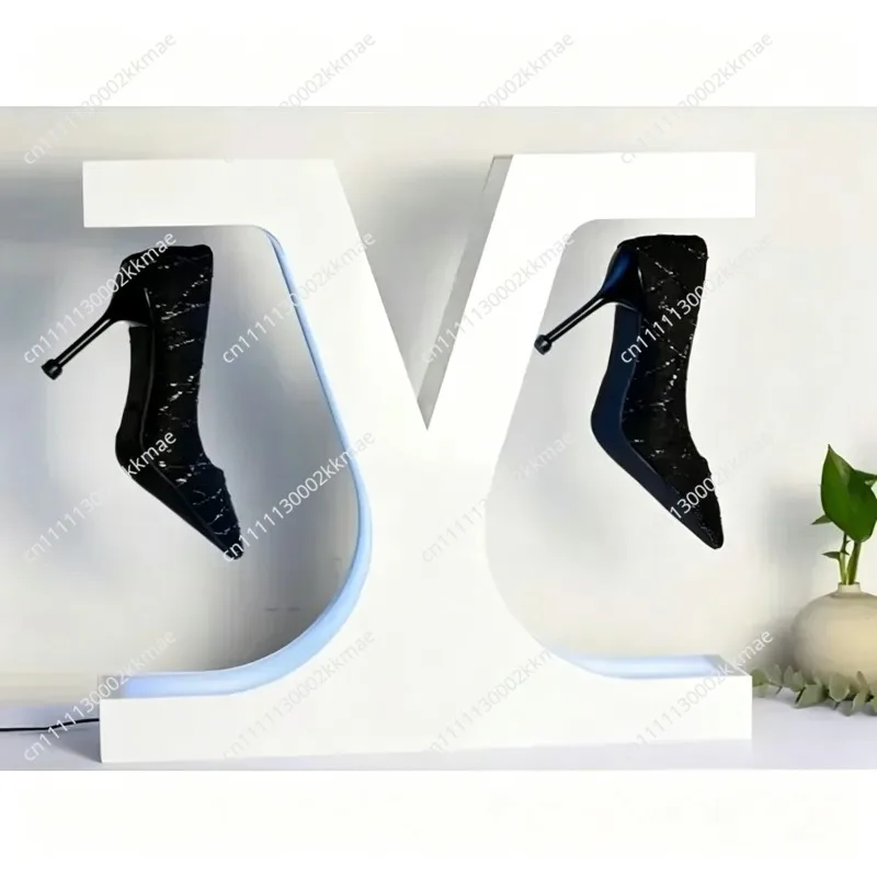Magnetic Levitating Sneaker Rack 360 Degree Rotation Shoe Rack Double Headed Colorful Lights  Remote Controlled Shoe Display
