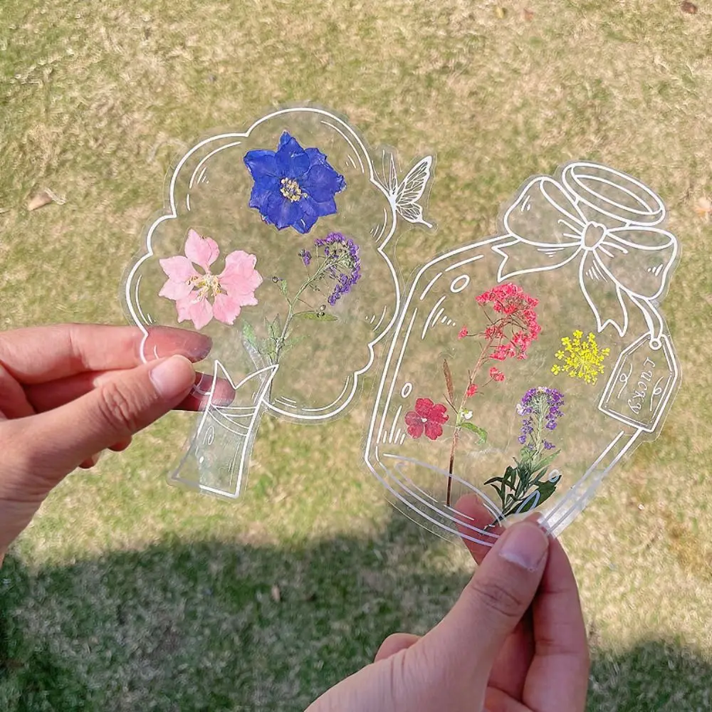DIY Materials DIY Dried Flower Bookmarks Pressed Flower PET Dried Flower Stickers Handmade Transparent Flower Page Bookmark