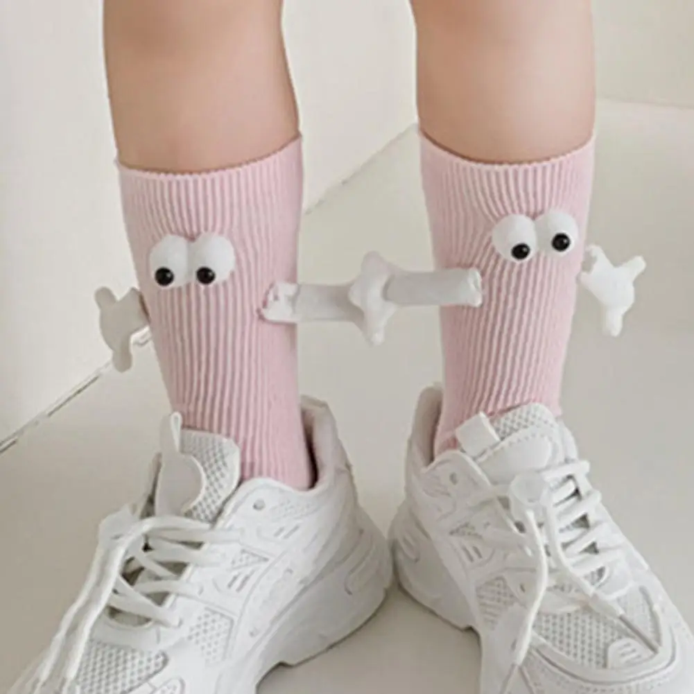 1pair Child Magnetic Attraction Hands Socks Novelty Funny Creative Eyes Couples Socks Hand In Hand Socks For Gifts Foot Care