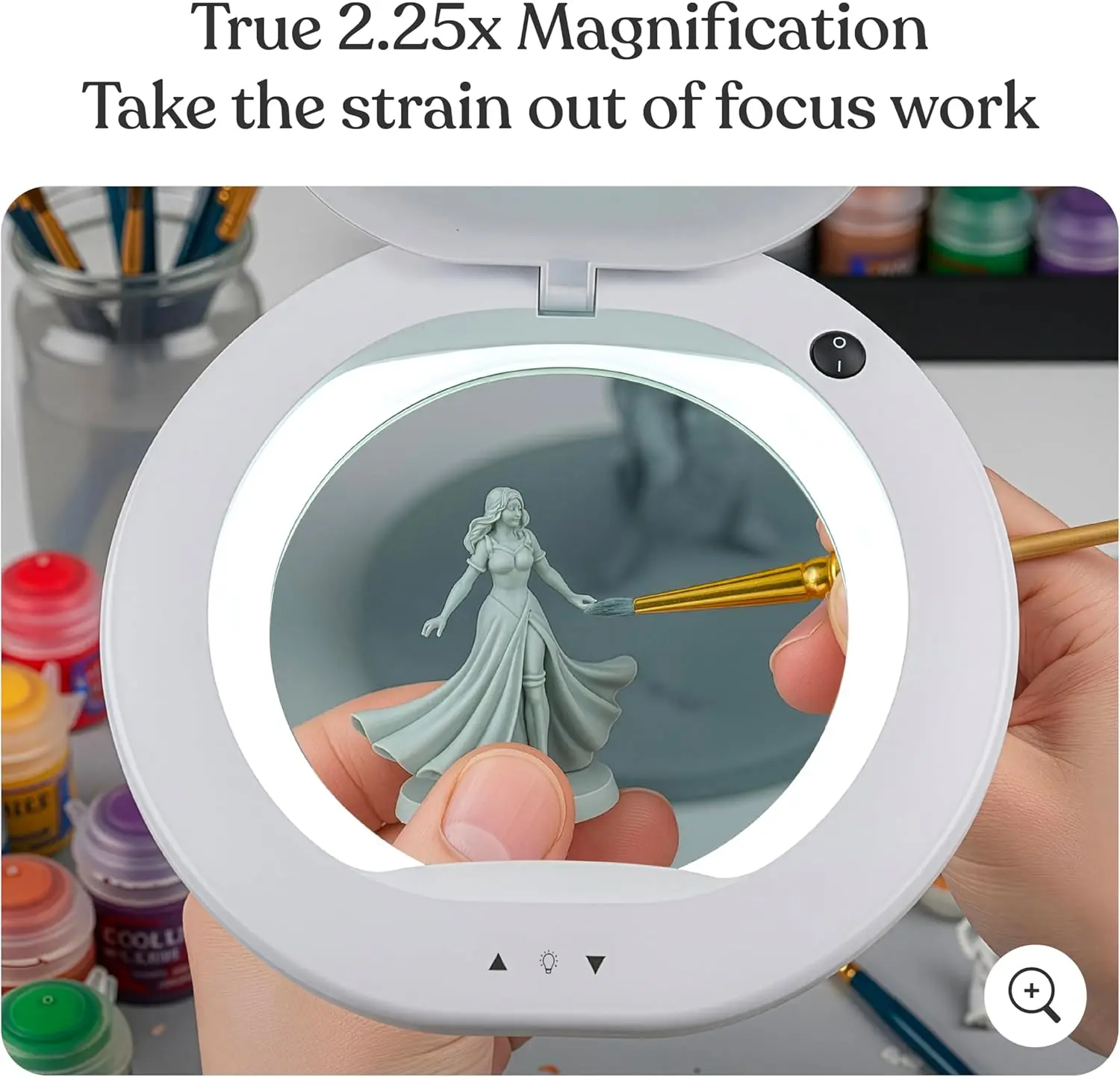 Magnifying Floor Lamp with LED Light and 6-Wheels for Crafts, Reading, and Close Work view 4