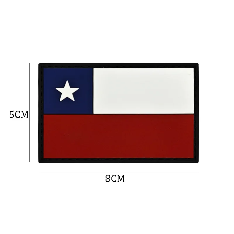 Chile National Flag PVC Rubber Patches Embroidery Flag Backpack Stickers Emblem Clothing Badges Hat Accessories Bags Appliques