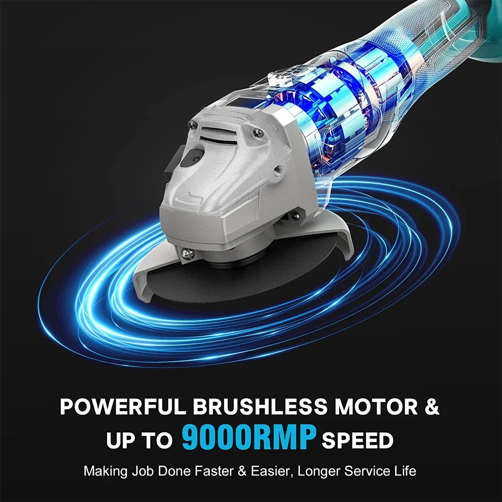 125 mm Brushless Cordless Impact Angle Grinder DIY Tools Electric Cutting Polishing Grinding Machine For Makita 18V（No Battery）