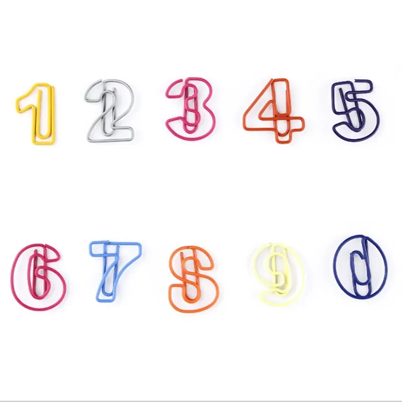 10pcs/lot Number Paper Clips Simple Office Stationery Student Supplies Storage paper clips