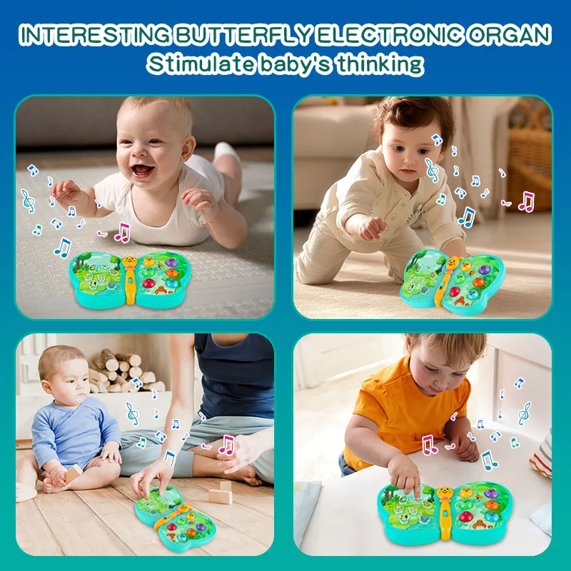 KENLUMO – jouet papillon Musical interactif pour tout-petits, sons d'animaux, jeu, lampe Flash, éducation précoce, garçon et fille de 1 an, 12 + M