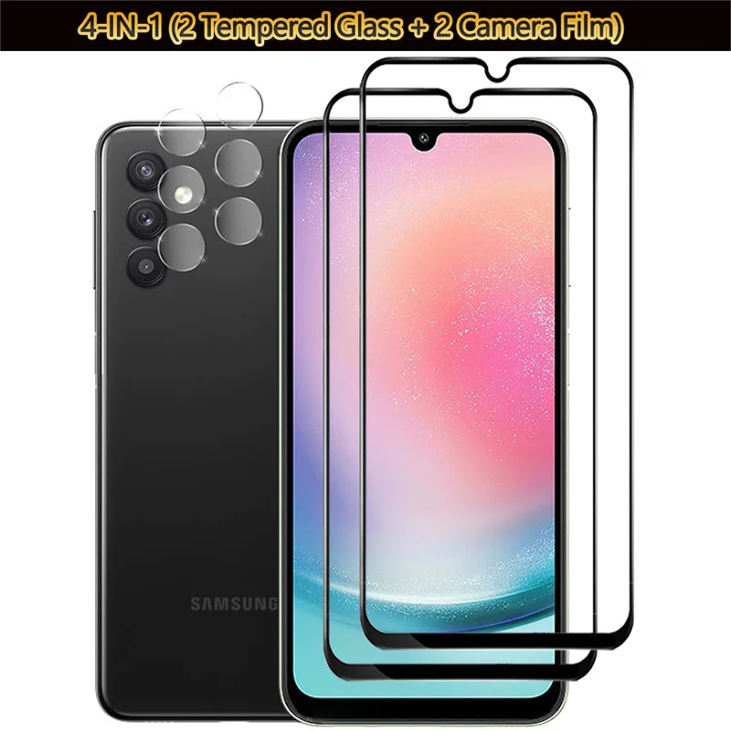 4-IN-1, Tempered Glass + Camera Film for Samsung A24 4G High-quality Glass A 24 Samsung Galaxy A24 Screen Protector Samsung A 24