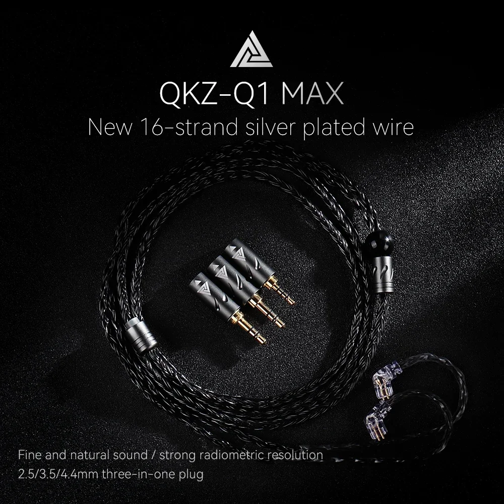 QKZ Q1 MAX Earphones Upgrade Audio Cable 16 Stand 352 Cores 3in1 for QKZ HBB ZXT AS16 PRO ZSN PRO X Silver Plated MMCX QDC KZ C