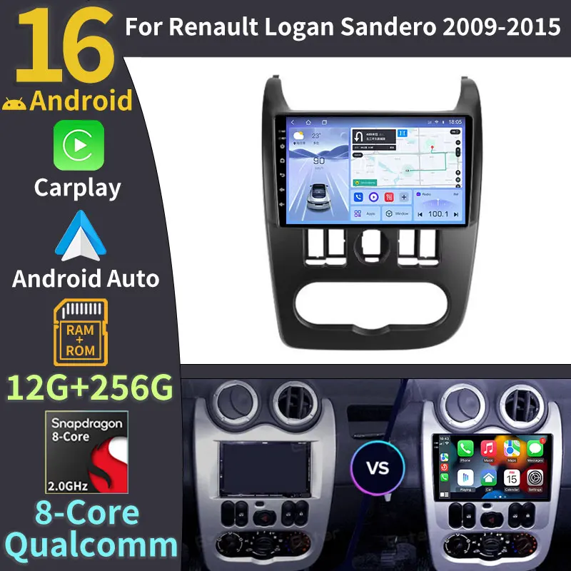 For Renault Logan Sandero 2009-2015 Android 16 For Lada Largus Lergus 2012-2020 For Dacia Duster 2010-2017 Car Radio Multimedia
