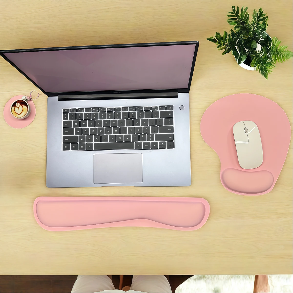 Keyboard Wrist Rest Pad and Mouse Pad with Wrist Support Set (3 Pieces), Mouse Pad with Non-Slip Rubber Base, Ergonomic Memory F