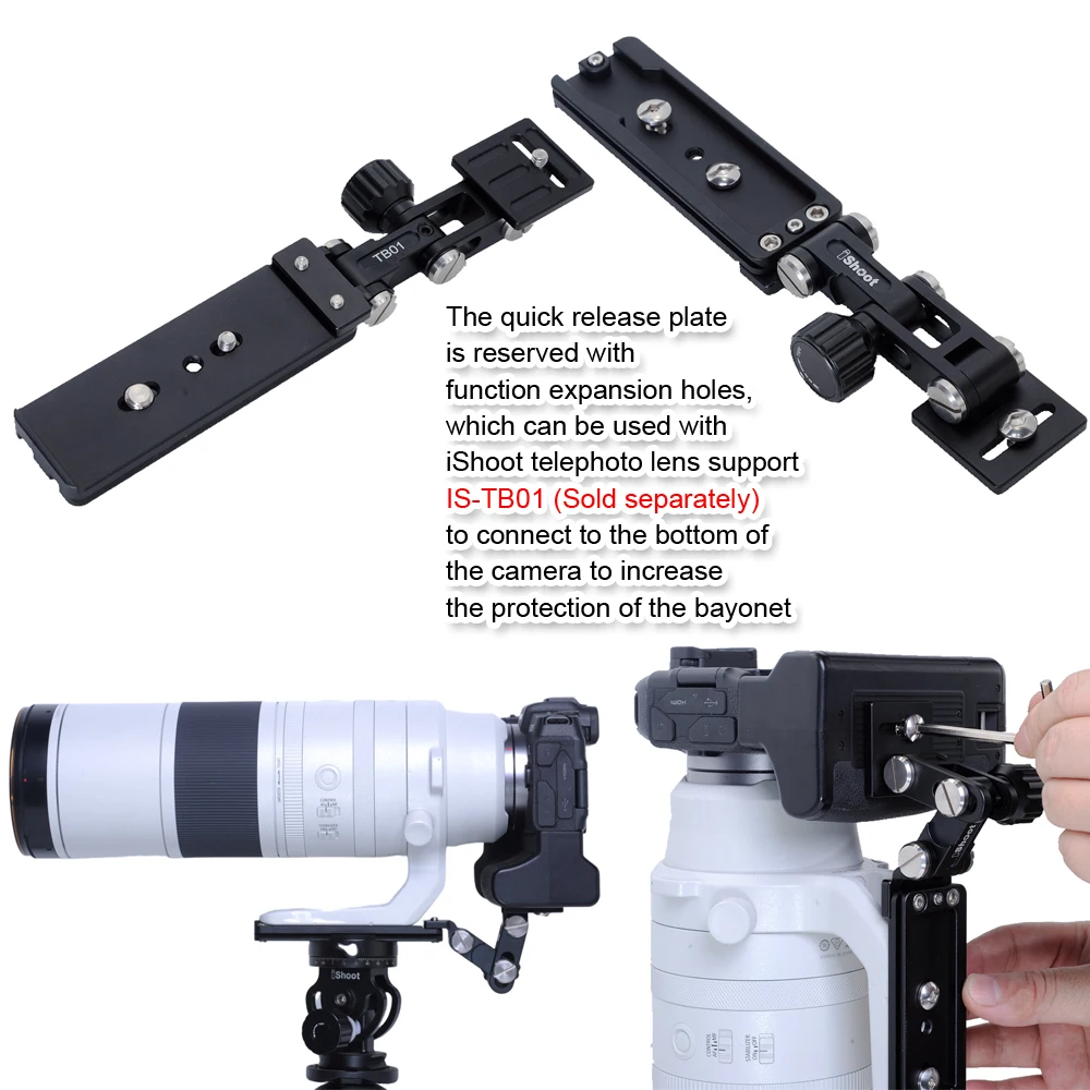 iShoot Arca-Swiss Fit Camera Quick Release Plate Compatible with Canon RF 200-800mm F6.3-9 IS USM Tripod Mount Ring Lens Collar