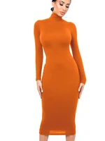 Hiver noir col roulé Sexy femmes robe automne à manches longues maigre Midi Boydcon décontracté bleu peluche genou longueur fête Club 5