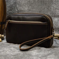 Genuine Leather Clutch Bag Of Men Male Long Hand Bag Crazy Horse Leather Day Clutches For 6