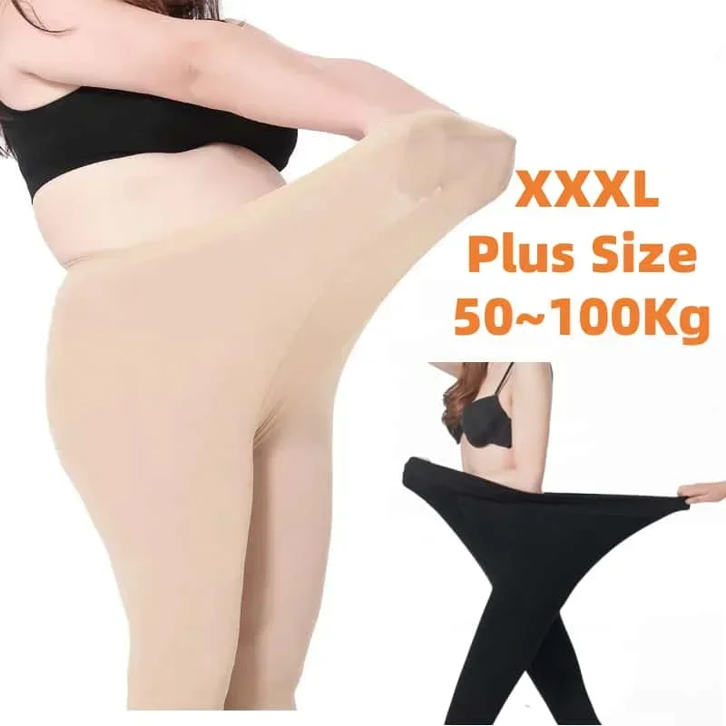 100Kg Women Tights Plus Size 120D Autumn Winter Warm Pantyhose High Waist Female Stretchy Slim Skinny Tights Big Size