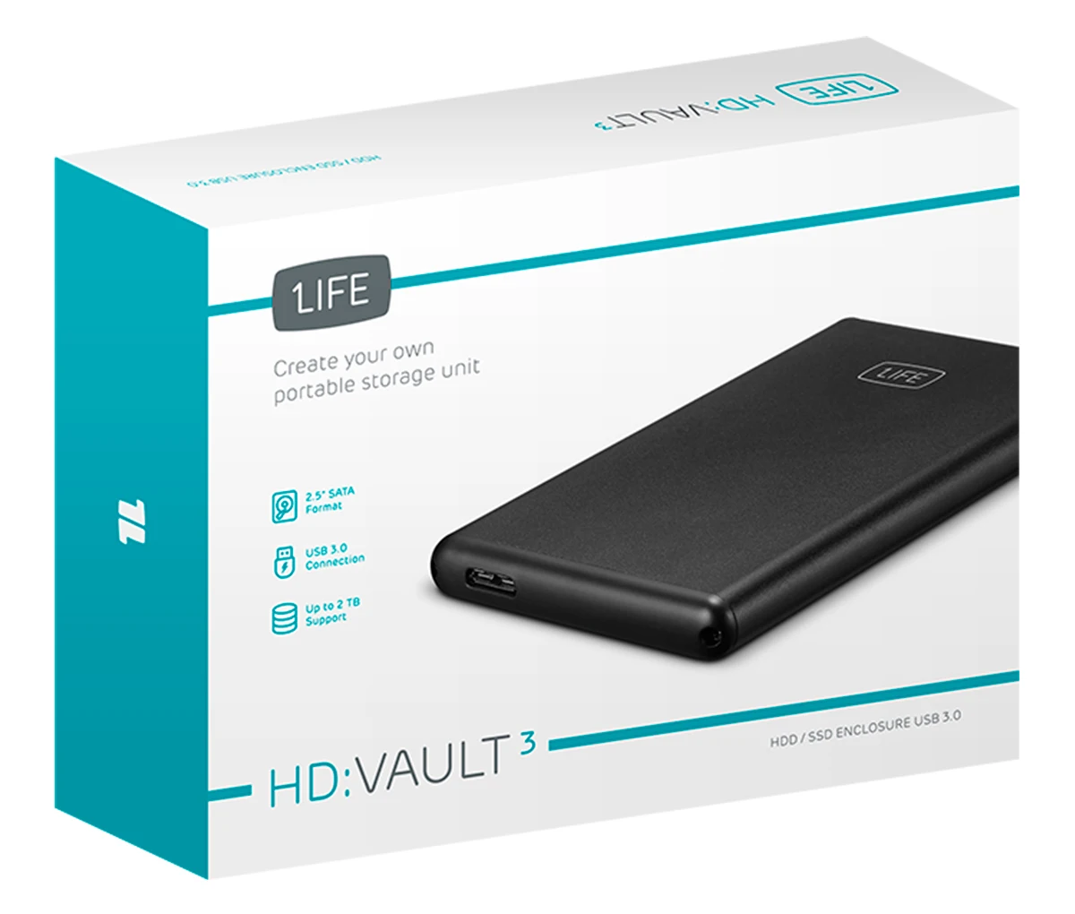 1LIFE Caja externa Vault 3-  HDD / SSD, Compatible con Unidades SATA y USB 3.0, Windows 2000, XP, VISTA, 7, 8, 10, Mac, Linux