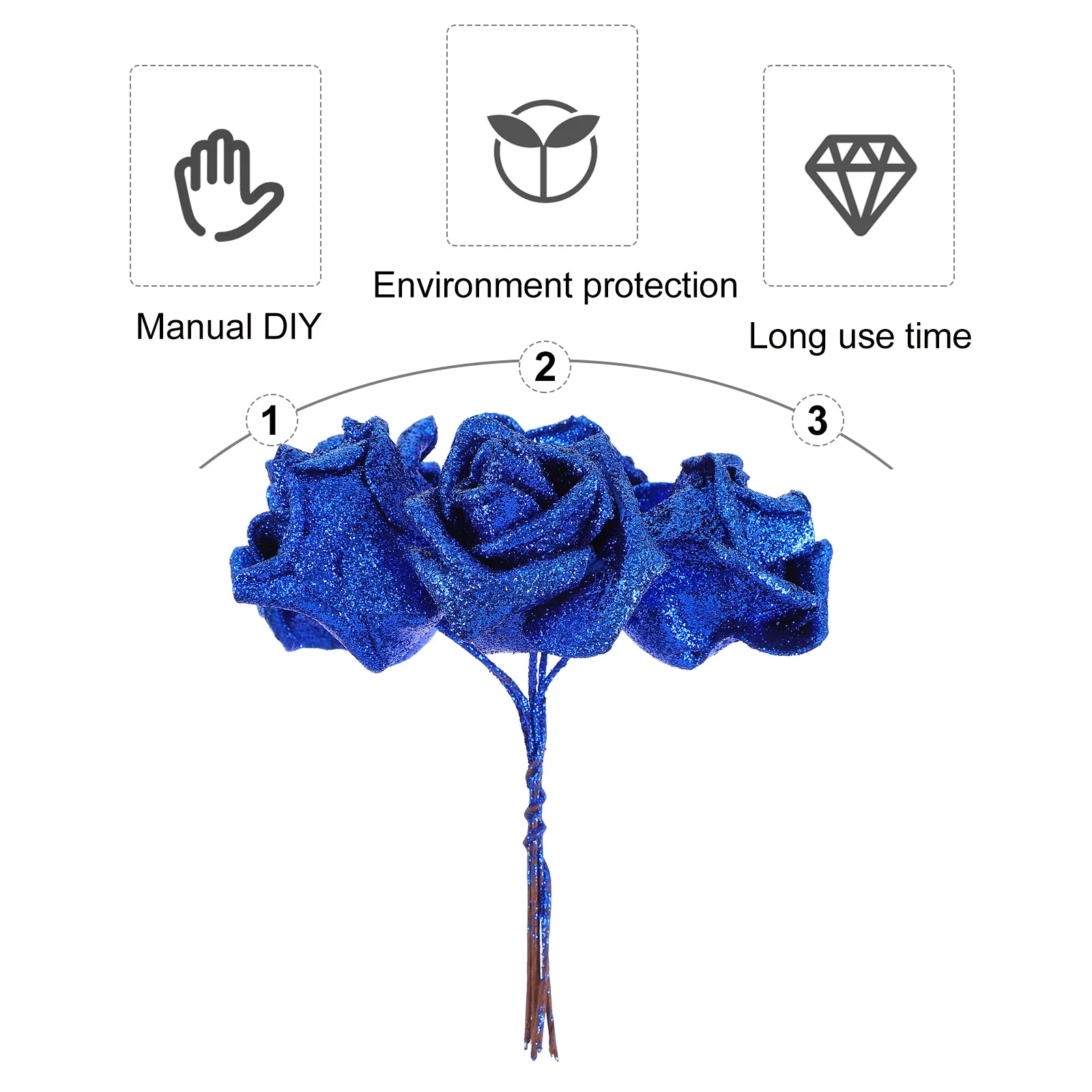 

50 Pcs Crystal Rose Home Flower Adorn Craft Flowers Decoration Quality Artificial