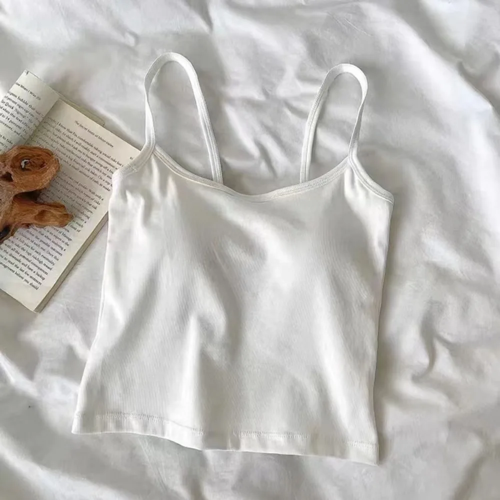 قميص قصير جديد بدون أكمام بلون سادة مع وسادة صدر ملابس خارجية قصيرة سترات ملابس داخلية هدية