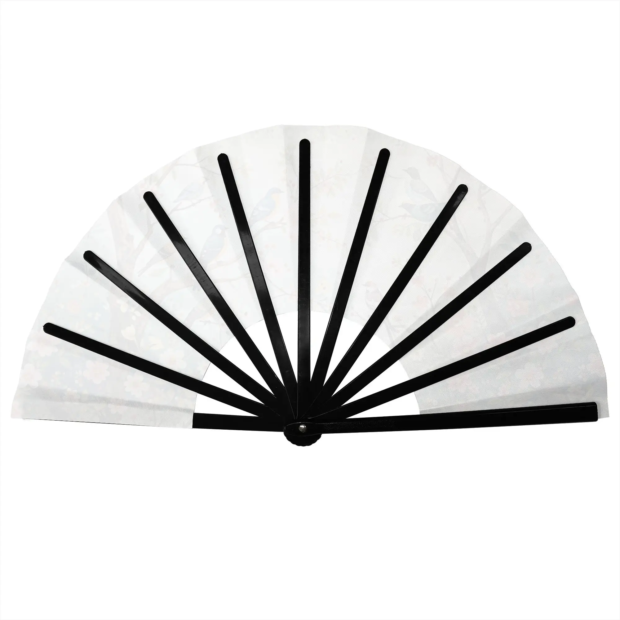 Birds Singing And Flowers Fragrant  Stylish Hand Fan  Men  Printed Polyester Fan Trendy For Wedding Party Gift