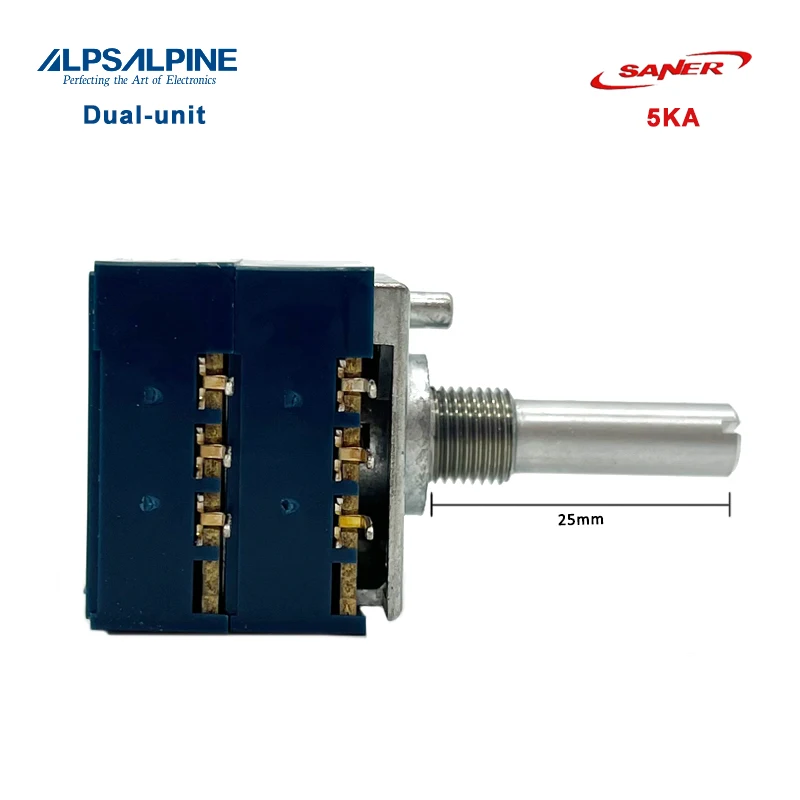 ALPS 5KA/10KA/20KA/50KA/100KAx2 RK27 Series Rotary Potentiometers Round/Flat Shaft 6Pin Length:25mm Without Detent