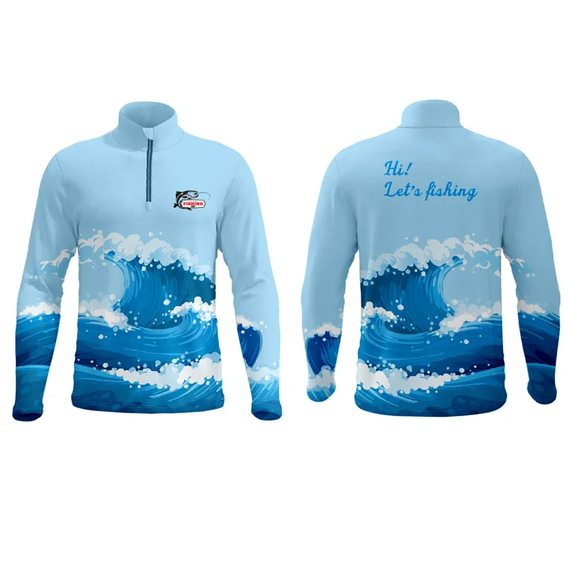 

Индивидуальная одежда для рыбалки на молнии, голубые и белые рубашки для рыбалки