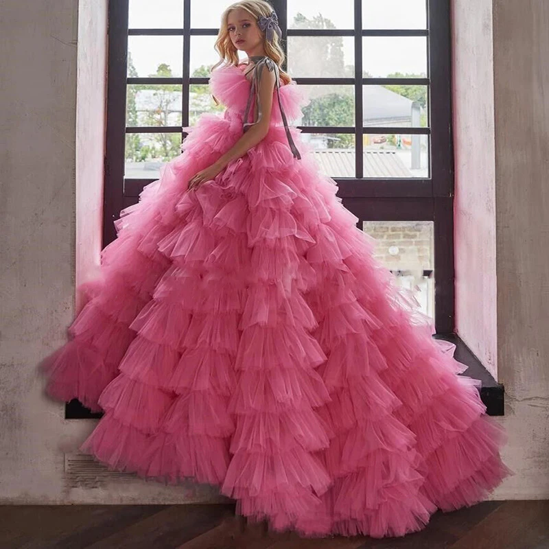 Fuchsia Luxury Feather Celebrity Dresses 2023 Ball Gown Strapless Gorgeous Red Carpet Dress Award Ceremony Party Gowns With Sash