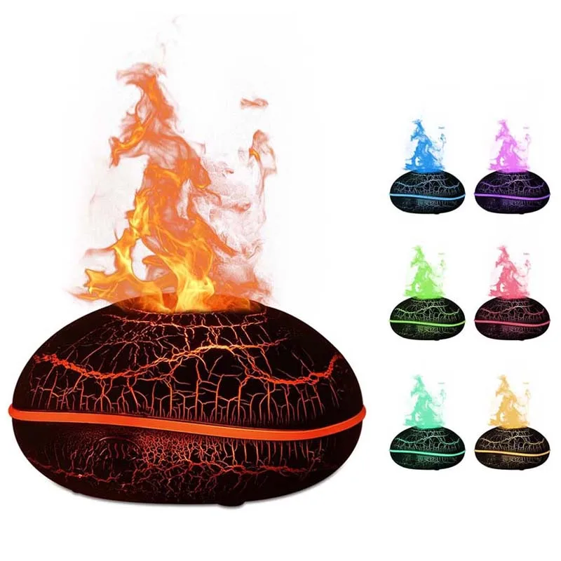 New Crack Simulation Flame Aromatherapy Machine Fog Type Home Desktop Automatic Incense Diffuser Colorful Spray Humidifier Sleep