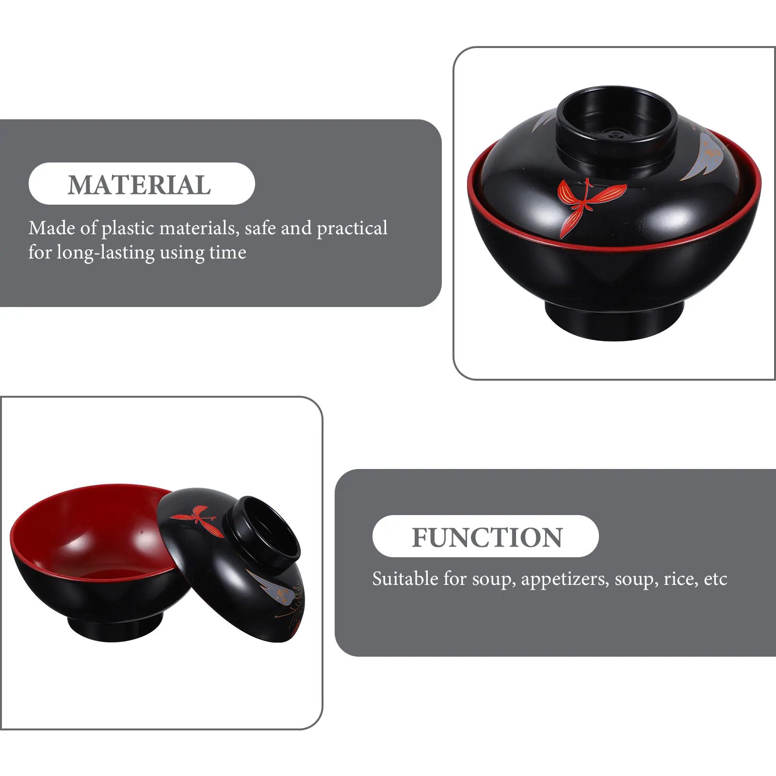 

Flower Bowls Decorative Soup Containers Double Color Maple Leaf Red Rose Japanese Rice Bowl Lidded Food Service Bowls Home