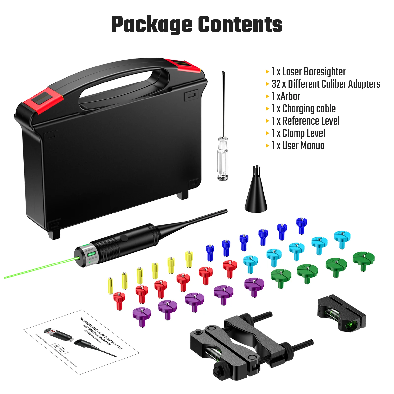 Image of Laser-Kalibriergerät für Trockenfeuer: Vollkaliber, USB-wiederaufladbar, zentralachsenstabil, Adapter+Dorn mit Doppelkontakt, vorab kalibriert.