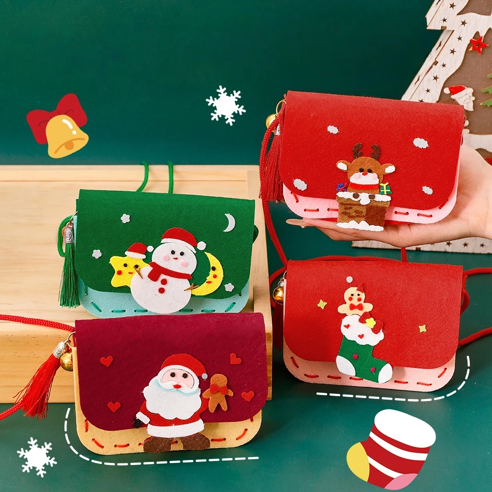 Kersttas Naaiset DIY Speelgoed Naai je eigen vakantie Snoepzakken Goodiebags DIY Vilt Naaien Ambachtelijke Stickers Kerstfeestcadeaus