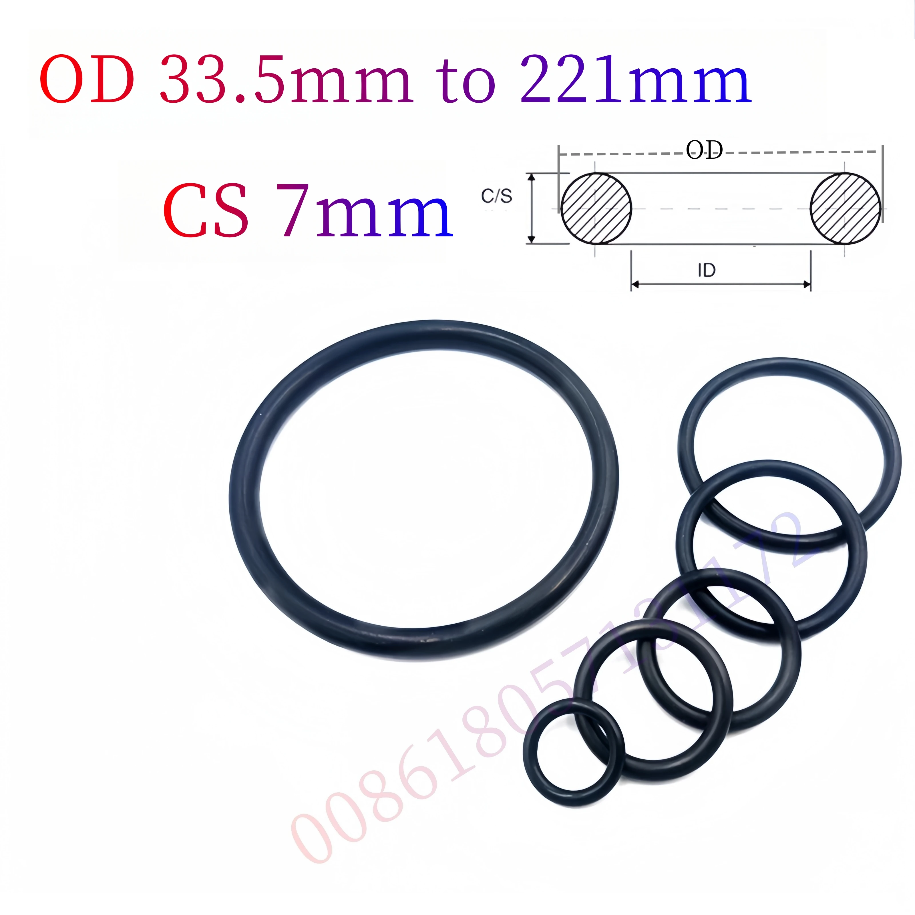 Custom EPDM 70 O-Rings, 7mm Cross-Section, Gasket Cushion, Weather, Ozone, UV, Chemical, Acid & Alkali Resistant, Black