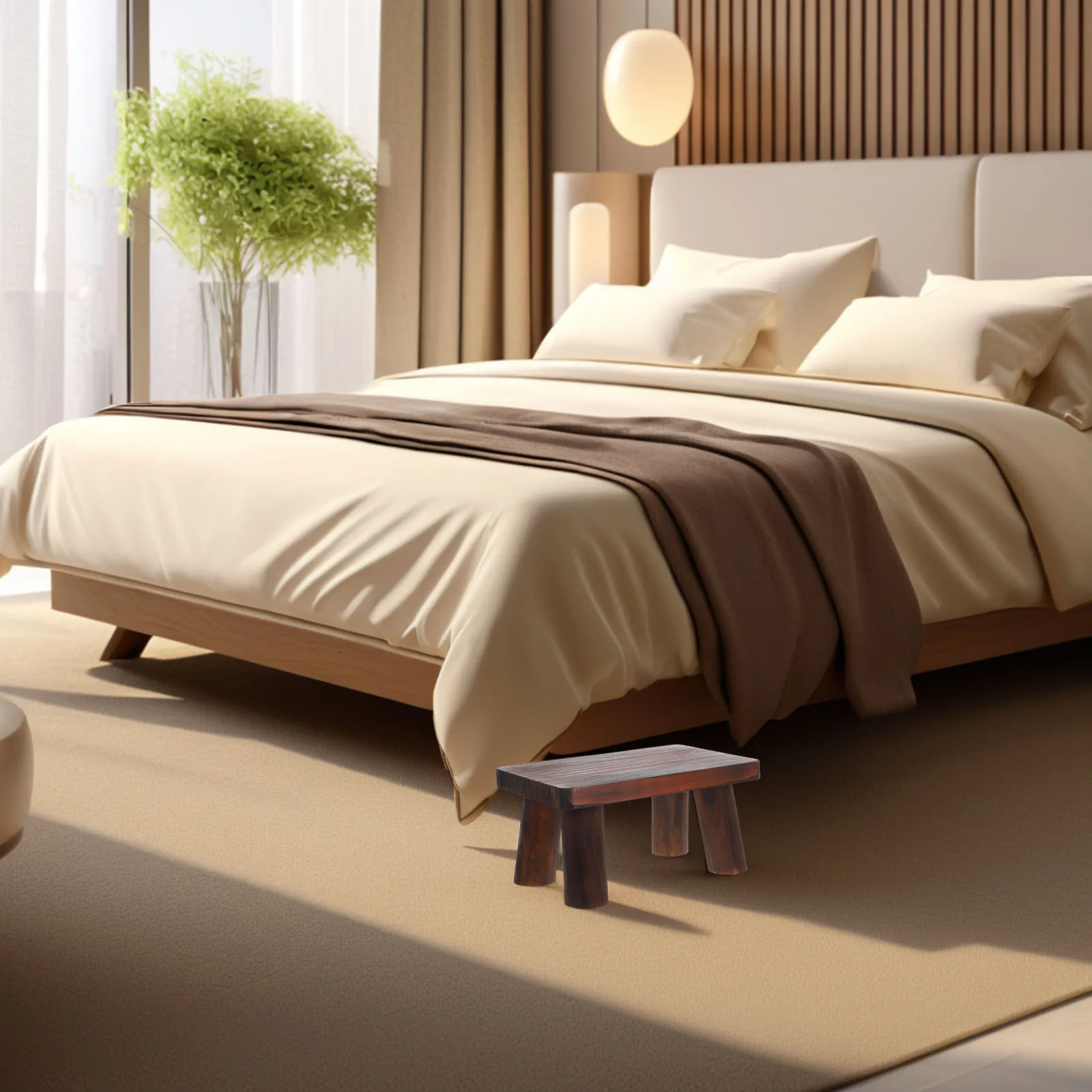 

Wooden Step Stool Elderly Footstool Bedside Small Rustic Portable Sturdy Nonslip Footrest for Indoor Outdoor Wood Step Stool