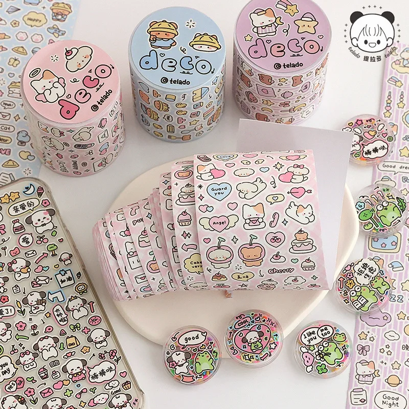 6.5cm*5m Telado Cartoon Sticker Tape Roll DIY Scrabooking Diary Decoration Supplies Scrawl Girls Masking Tapes Material Stickers