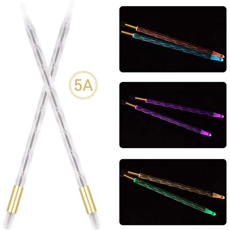 

1 Pair Drumsticks Nightglow Drum Stick 5A Drumstick Acrylic Percussion Instrument Accessories Glowing Drumstick