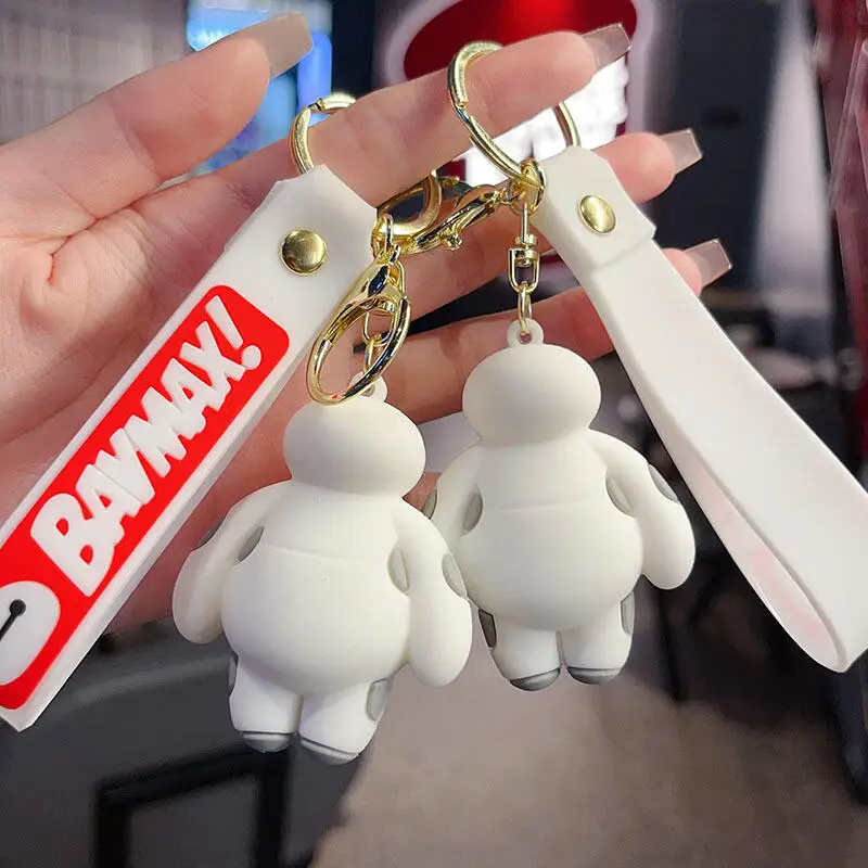 Disney Big Hero 6 Baymax Cute Cartoon Anime Pvc Keychain Car Key Ornaments Backpack Zipper Pendant Halloween and Christmas Gift