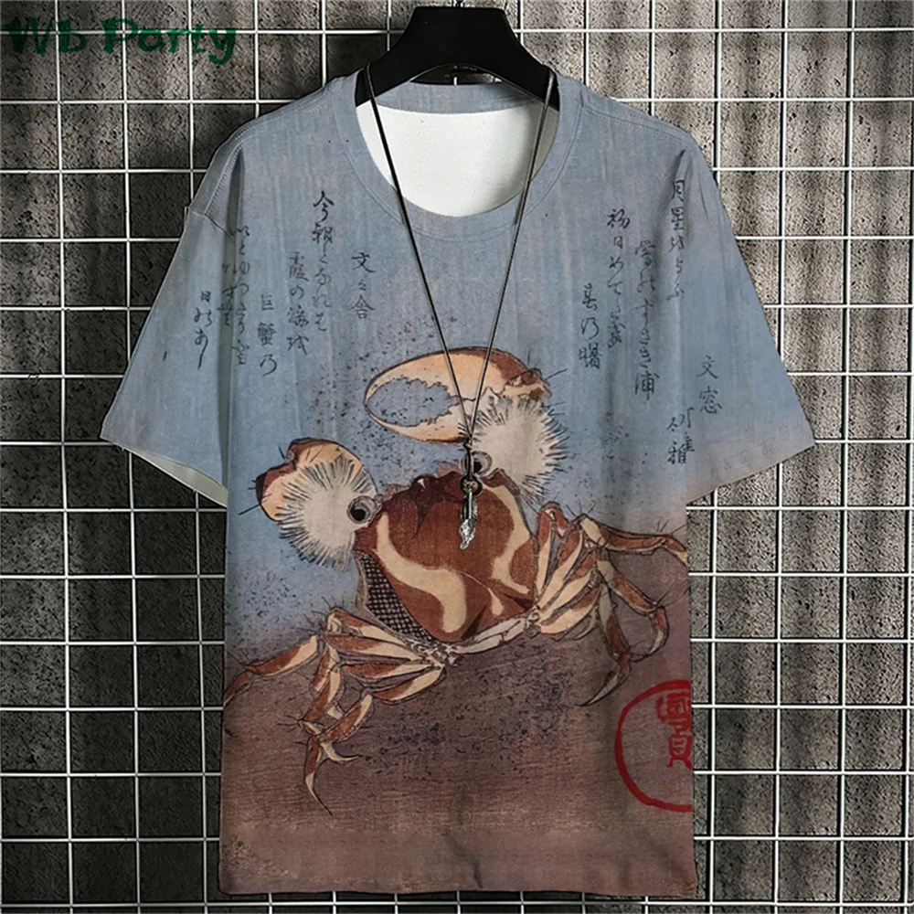 Ukiyo-E Graphic T shirts Summer Man Clothes O-Neck Man Short Sleeve T-shirt Casual Loose T-shirt Japanese Style Men's Shirts Top